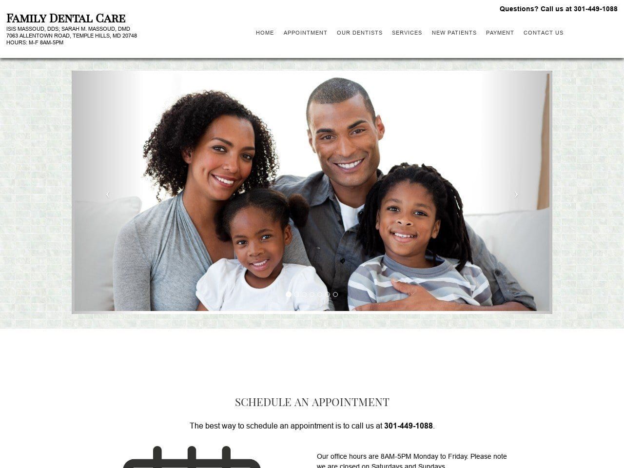 Family Dental Care Website Screenshot from mdfamilydental.com