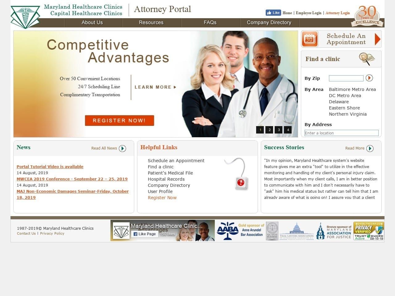 Maryland Healthcare Clinics Website Screenshot from mdhealthcorp.com