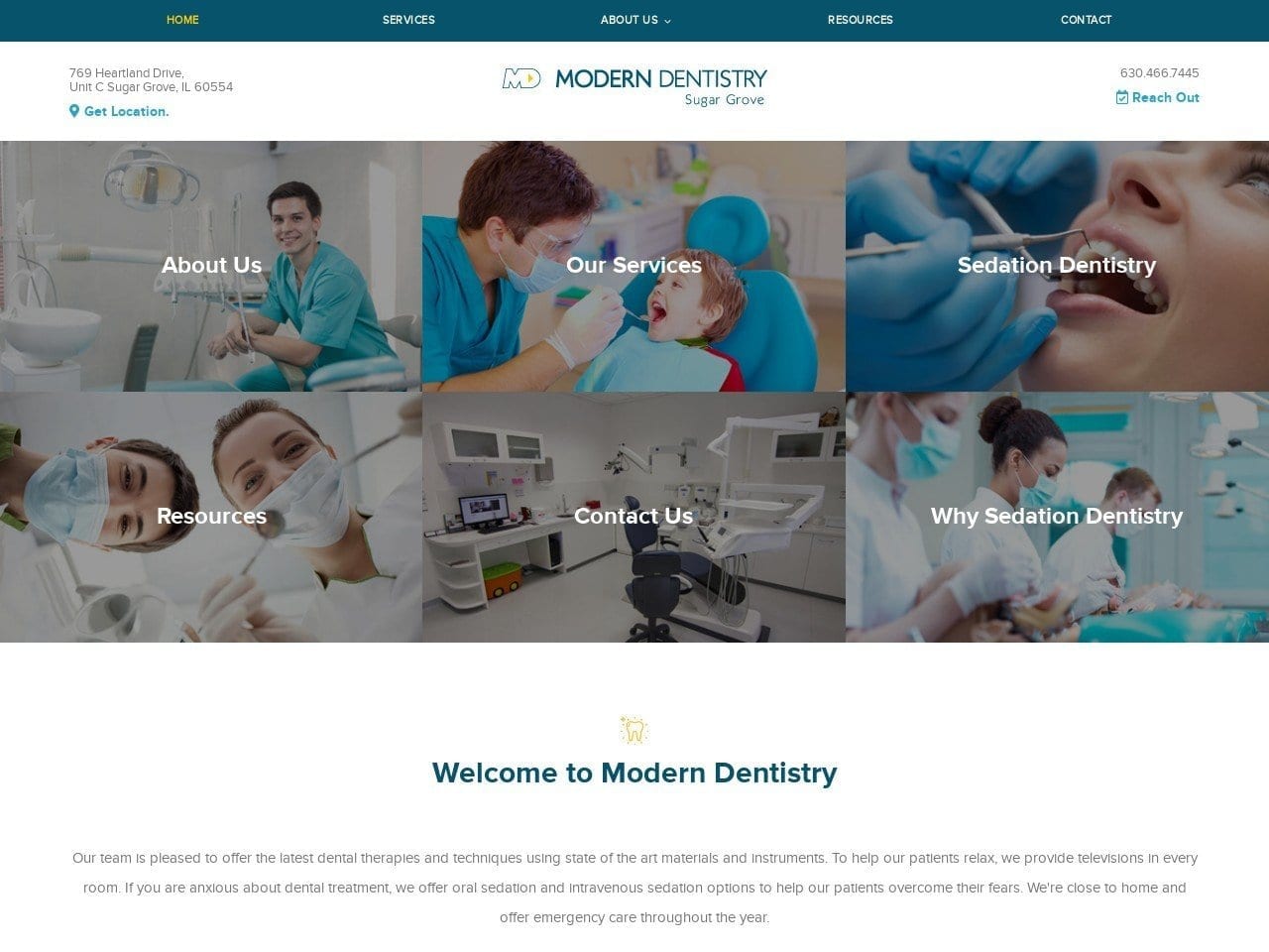 Modern Dentist Website Screenshot from mdmoderndentistry.com