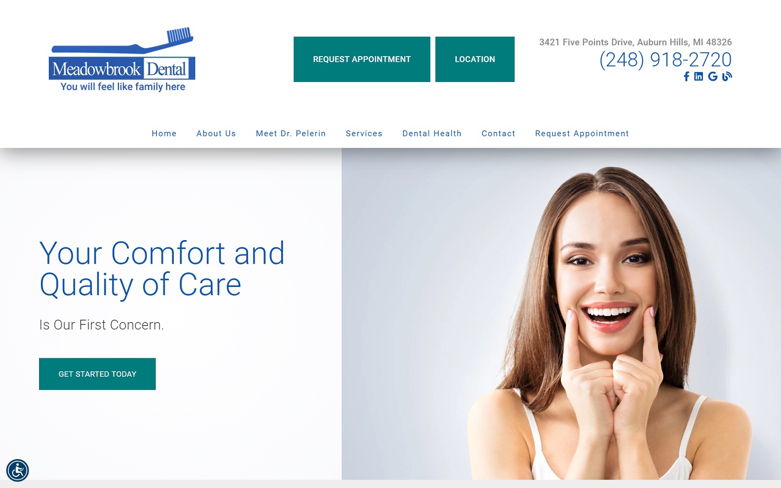 meadowbrookdental.com screenshot