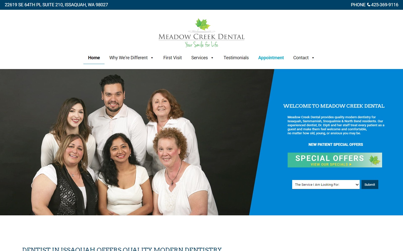 meadowcreekdental.com screenshot