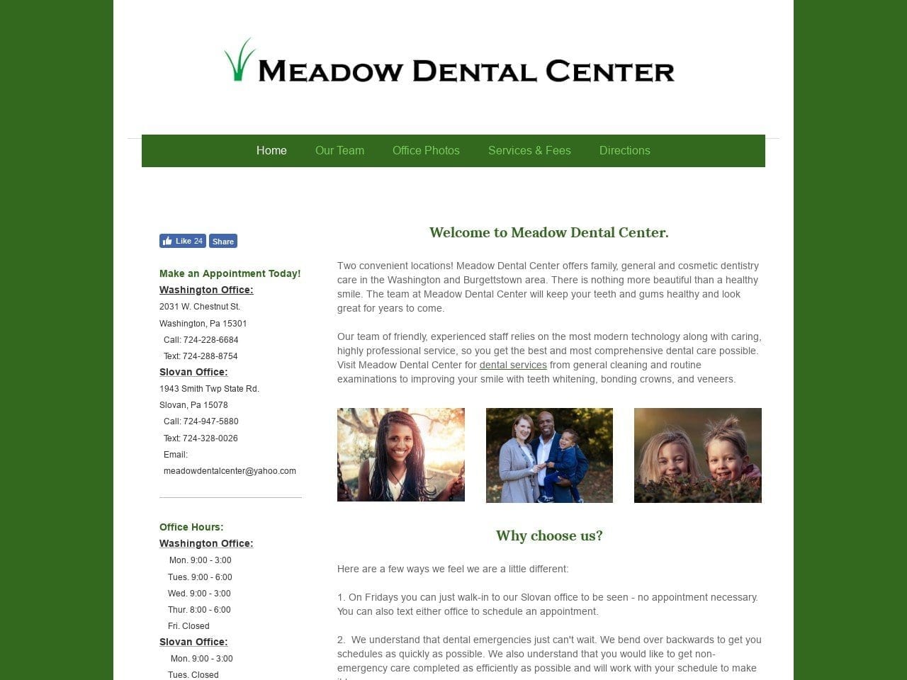 Meadow Dental Center Website Screenshot from meadowdentalcenter.com