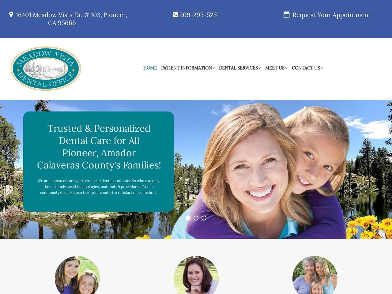 Meadow Vista Dental Care Website Screenshot from meadowvistadental.com