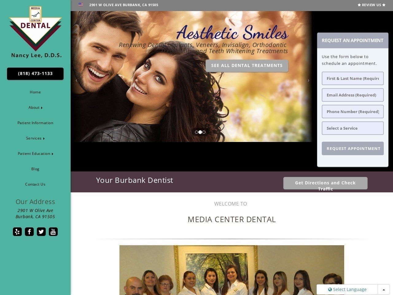 Media Center Dental Website Screenshot from mediacenterdental.com