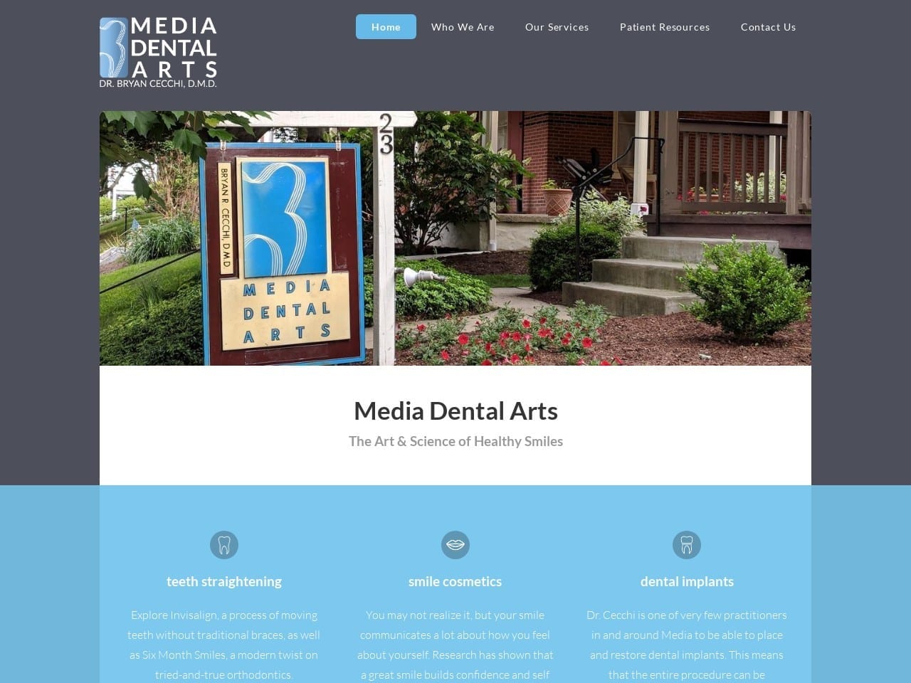 Media Dental Arts Website Screenshot from mediadental.com