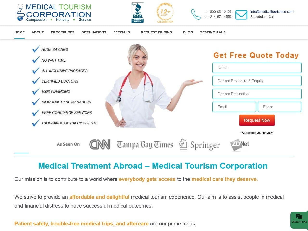 Medical Tourism Corporation Website Screenshot from medicaltourismco.com