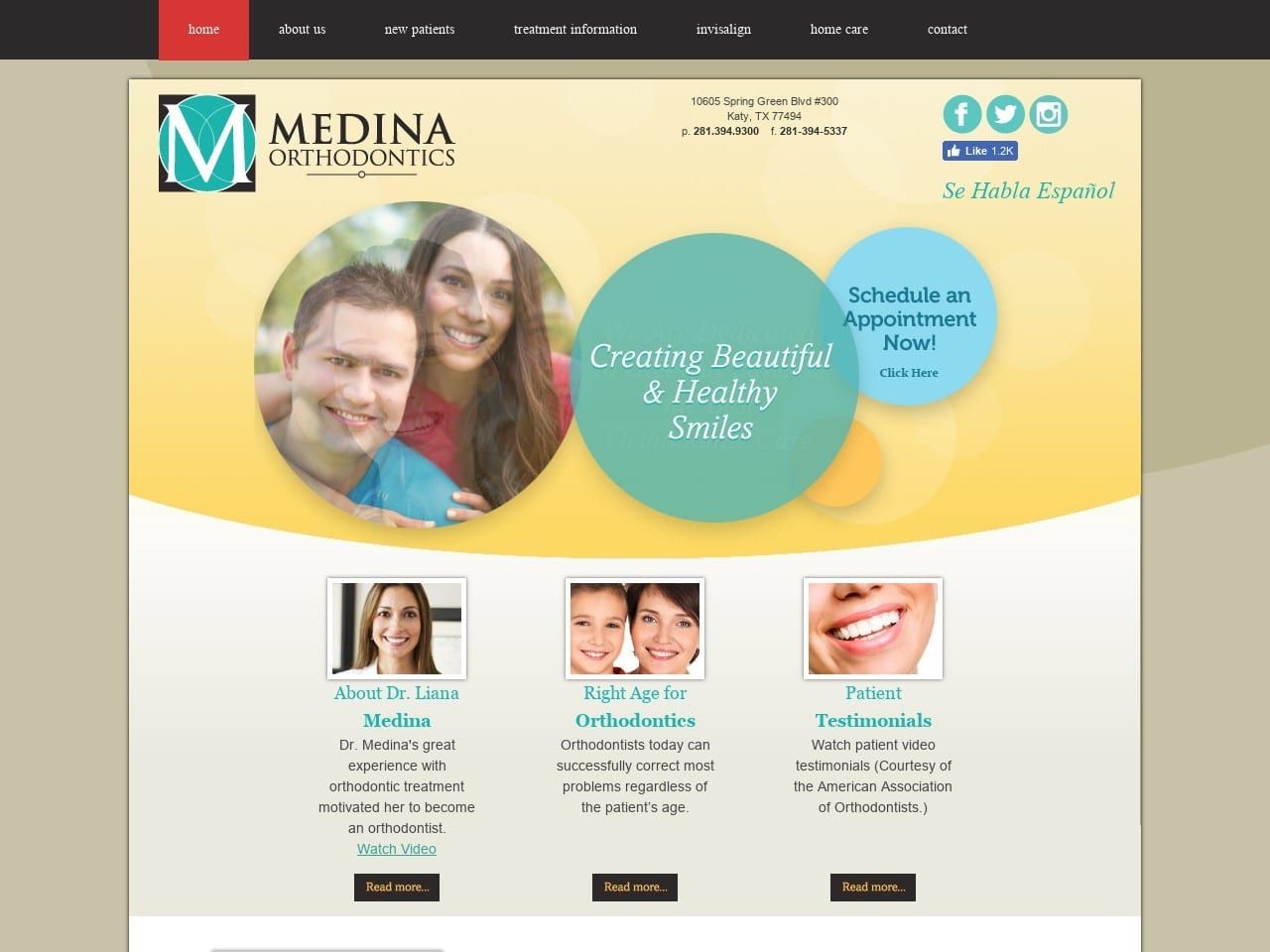 Medina Orthodontics Website Screenshot from medinabraces.com