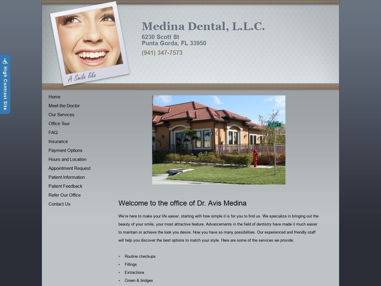 Medina Dental Website Screenshot from medinadental.com