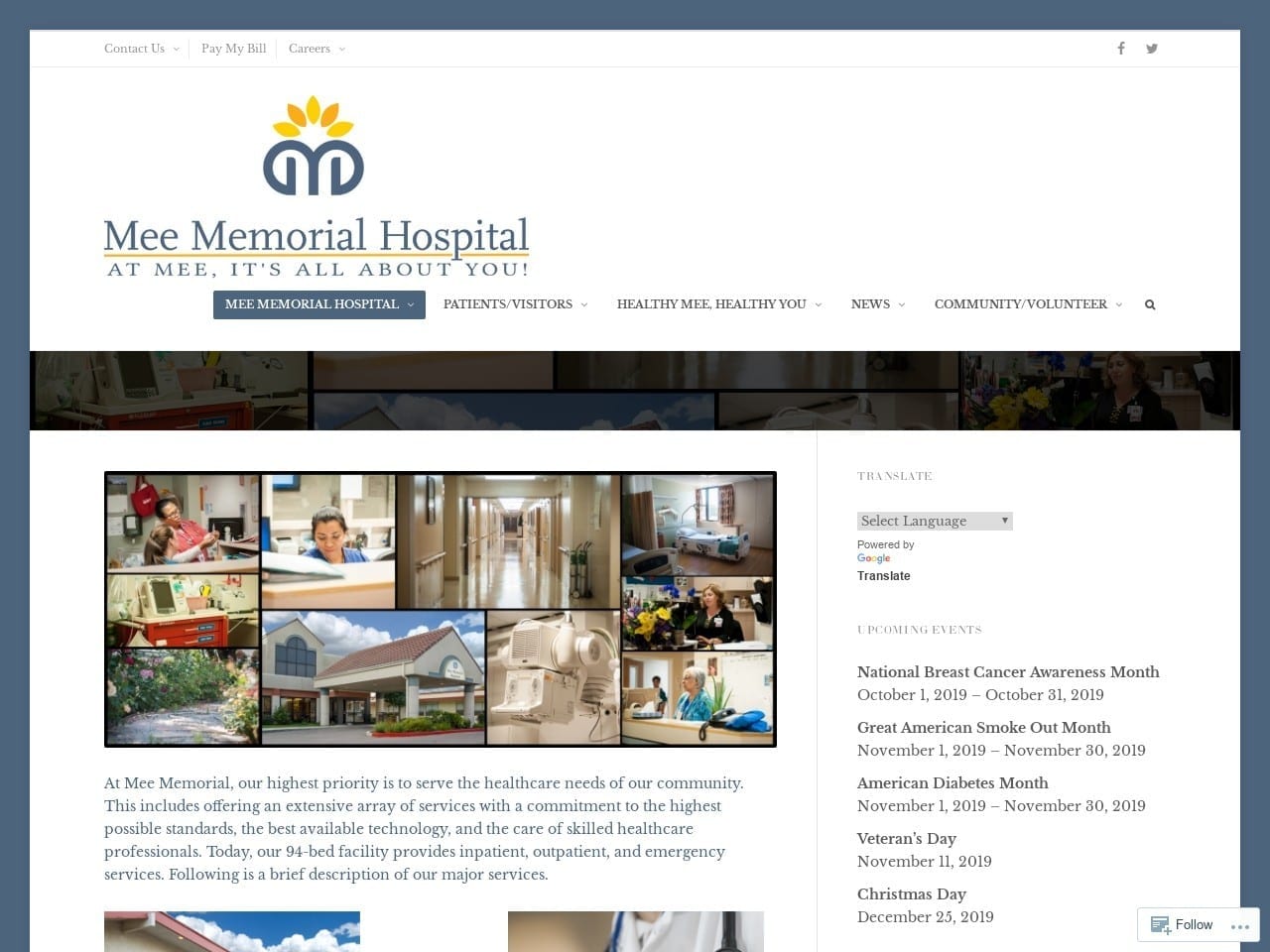 Mee Memorial Dialysis Center Website Screenshot from meememorial.com