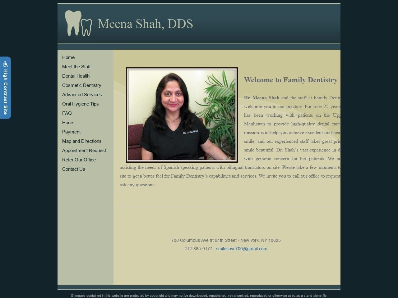 Family Dentist Website Screenshot from meenashahdds.com