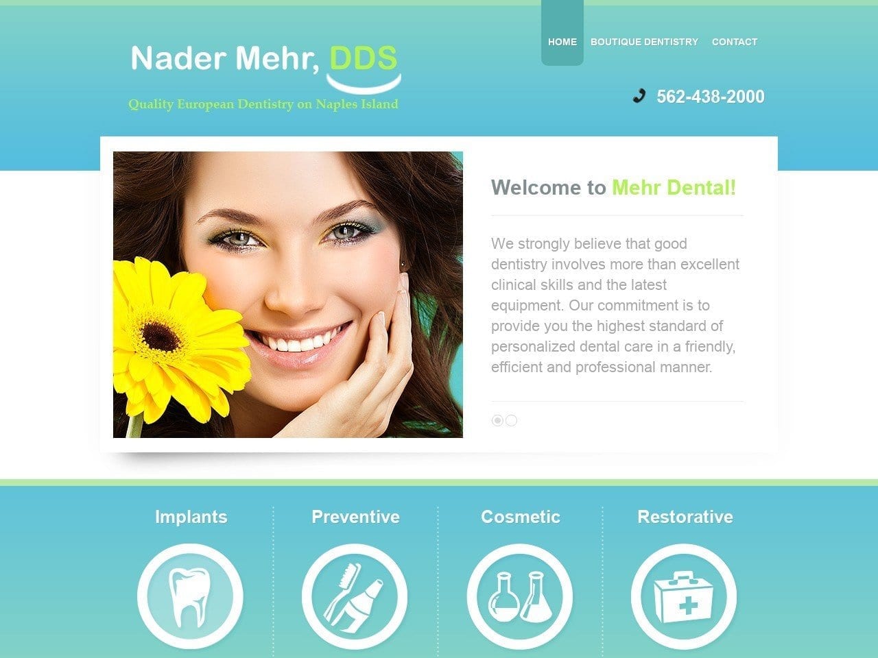 Dr. Nader Mehr D.D.S. Website Screenshot from mehrdental.com