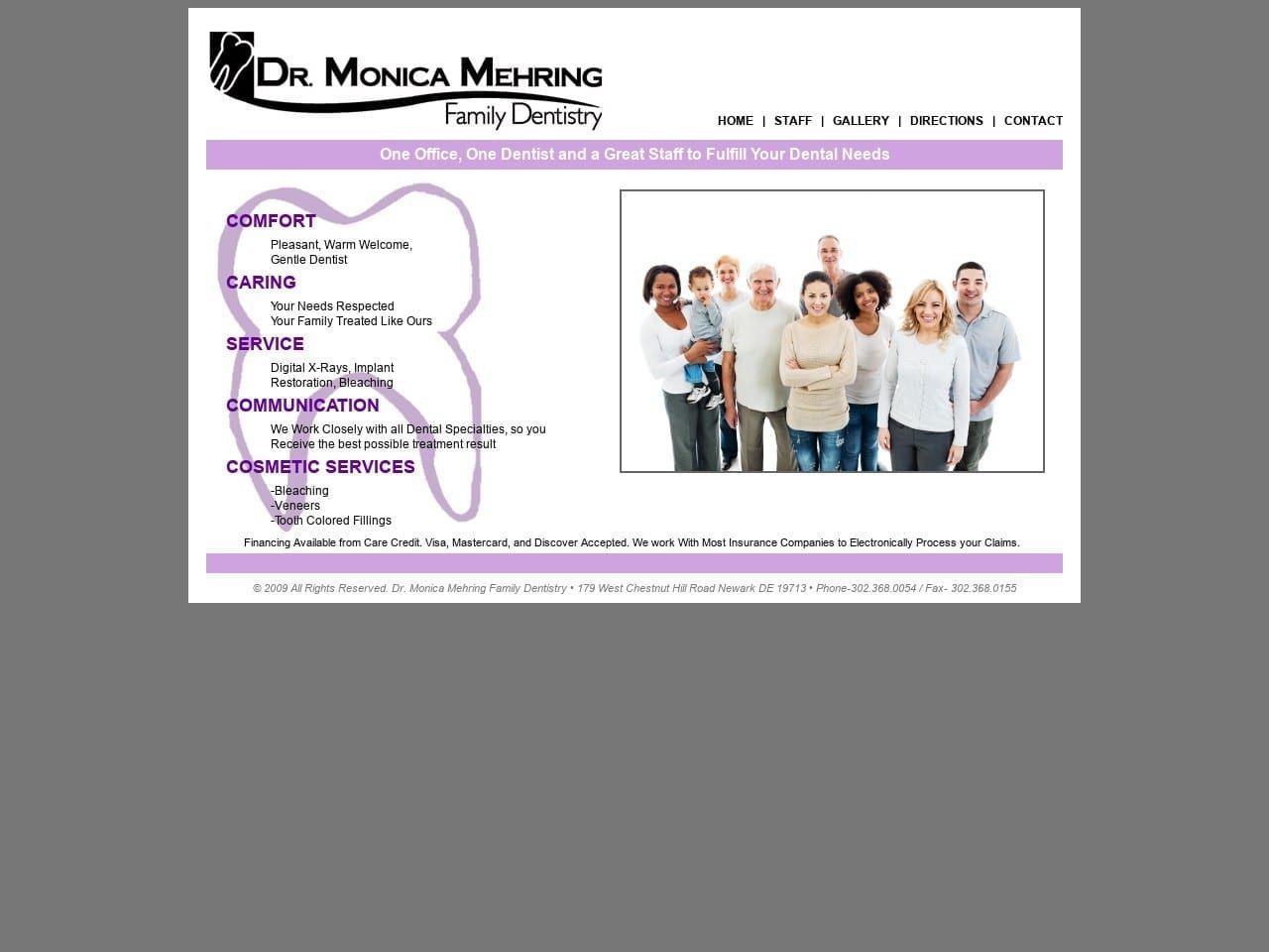 Mehring Monica DDS Website Screenshot from mehringdds.com