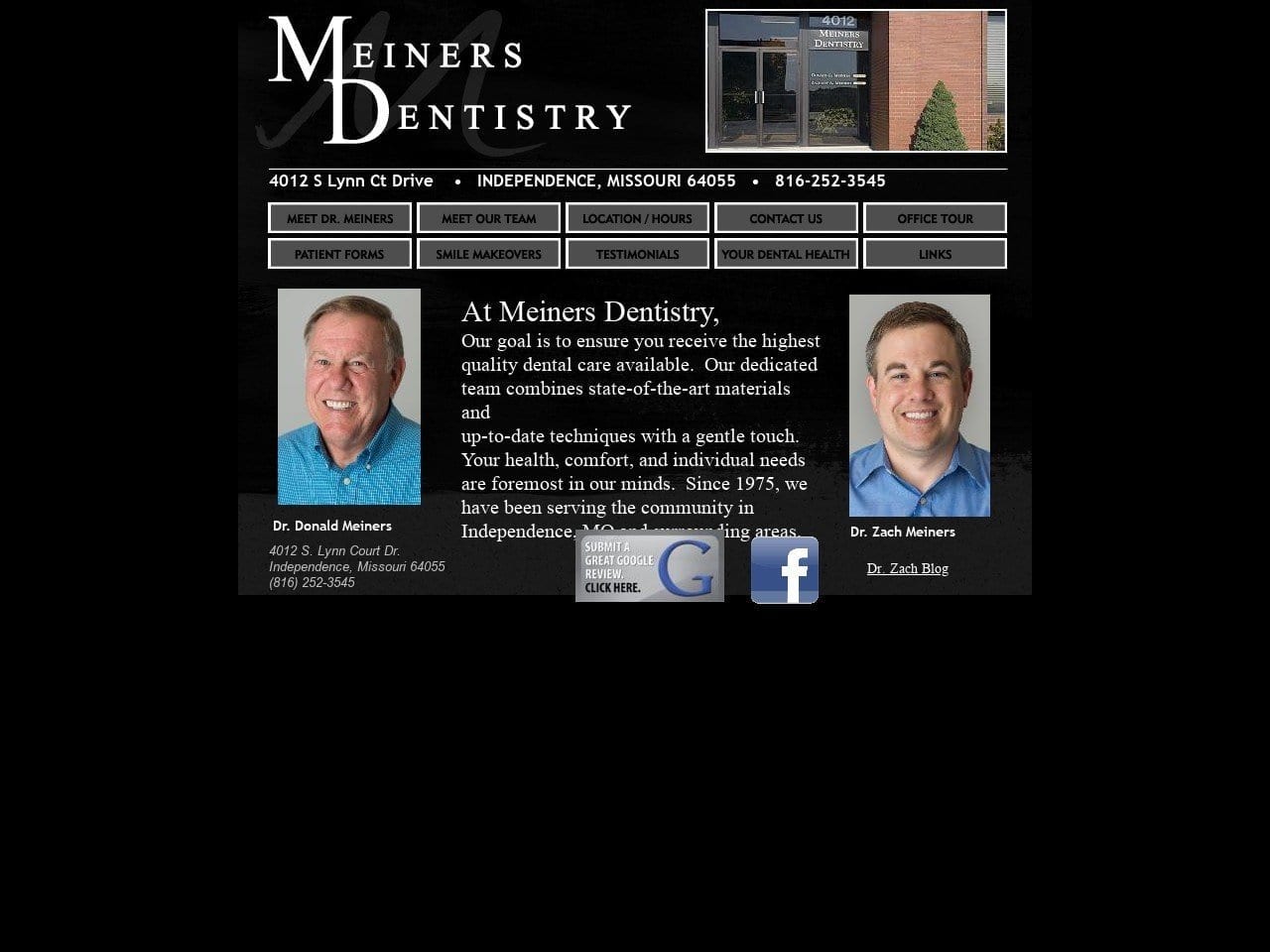 Meiners Dentistry Website Screenshot from meinersdentistry.com