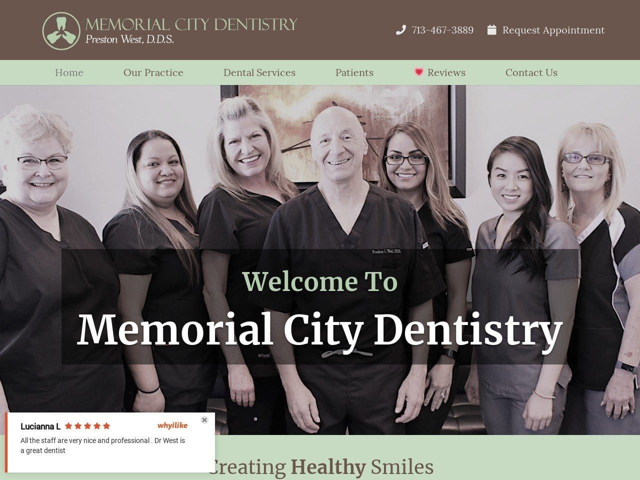 Memorial City Dentist Website Screenshot from memorialcitydentistry.com
