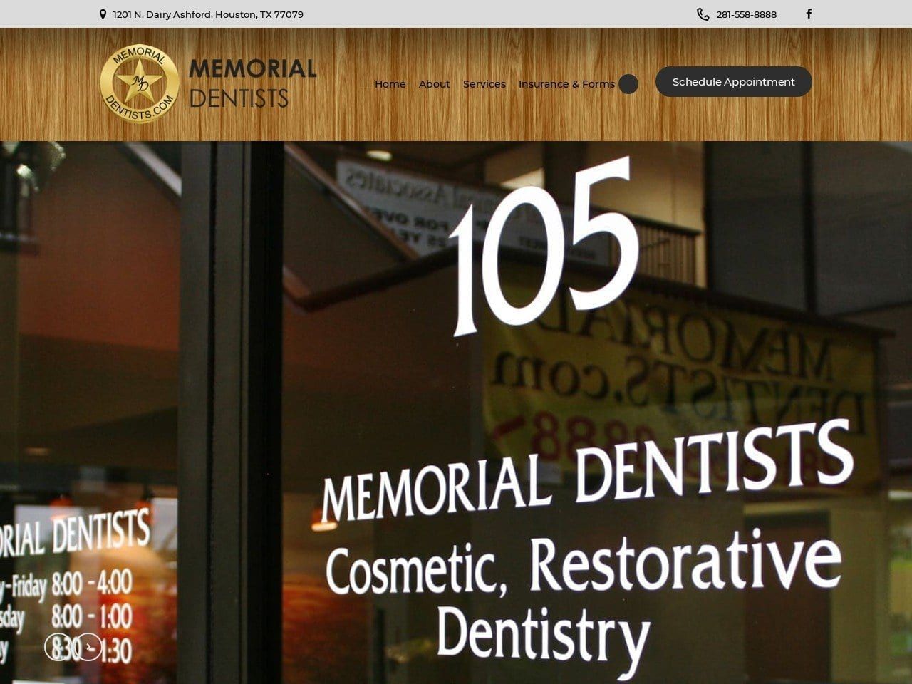 Memorial Dentist Website Screenshot from memorialdentists.com