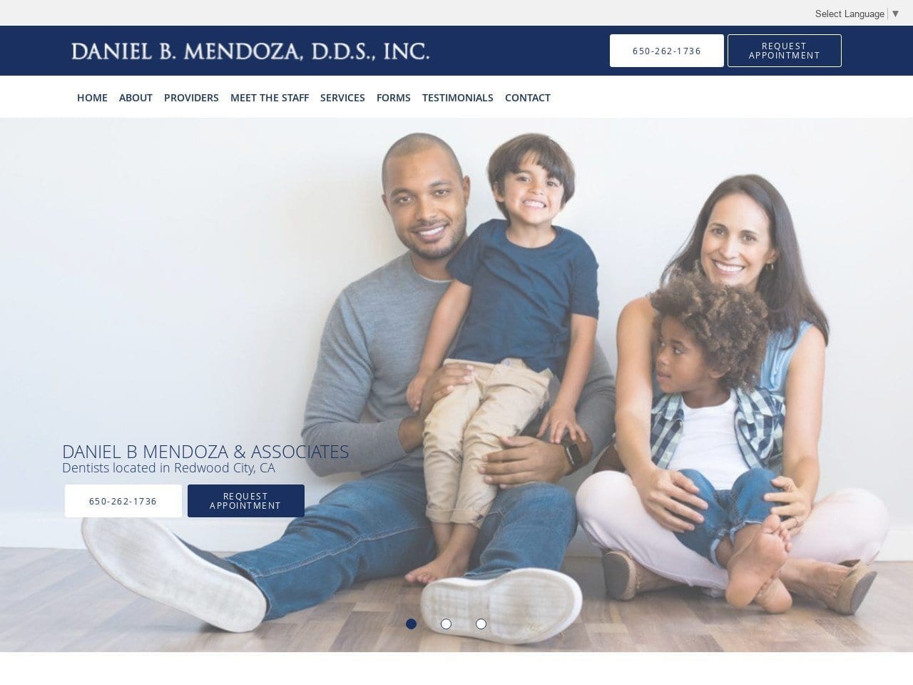 Daniel B Mendoza DDS and Associates Website Screenshot from mendozadanielca.com