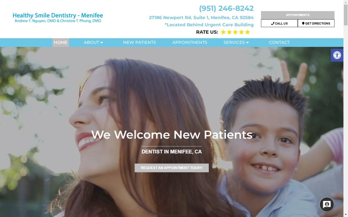 menifeedentist.com screenshot