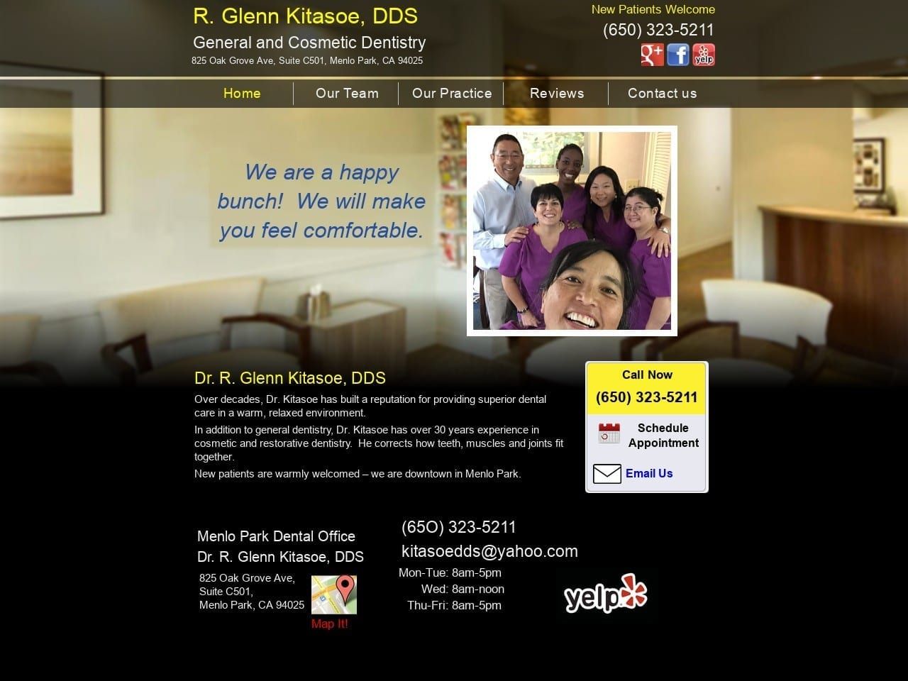 Menlo Park Dental Office Website Screenshot from menloparkdentist.co