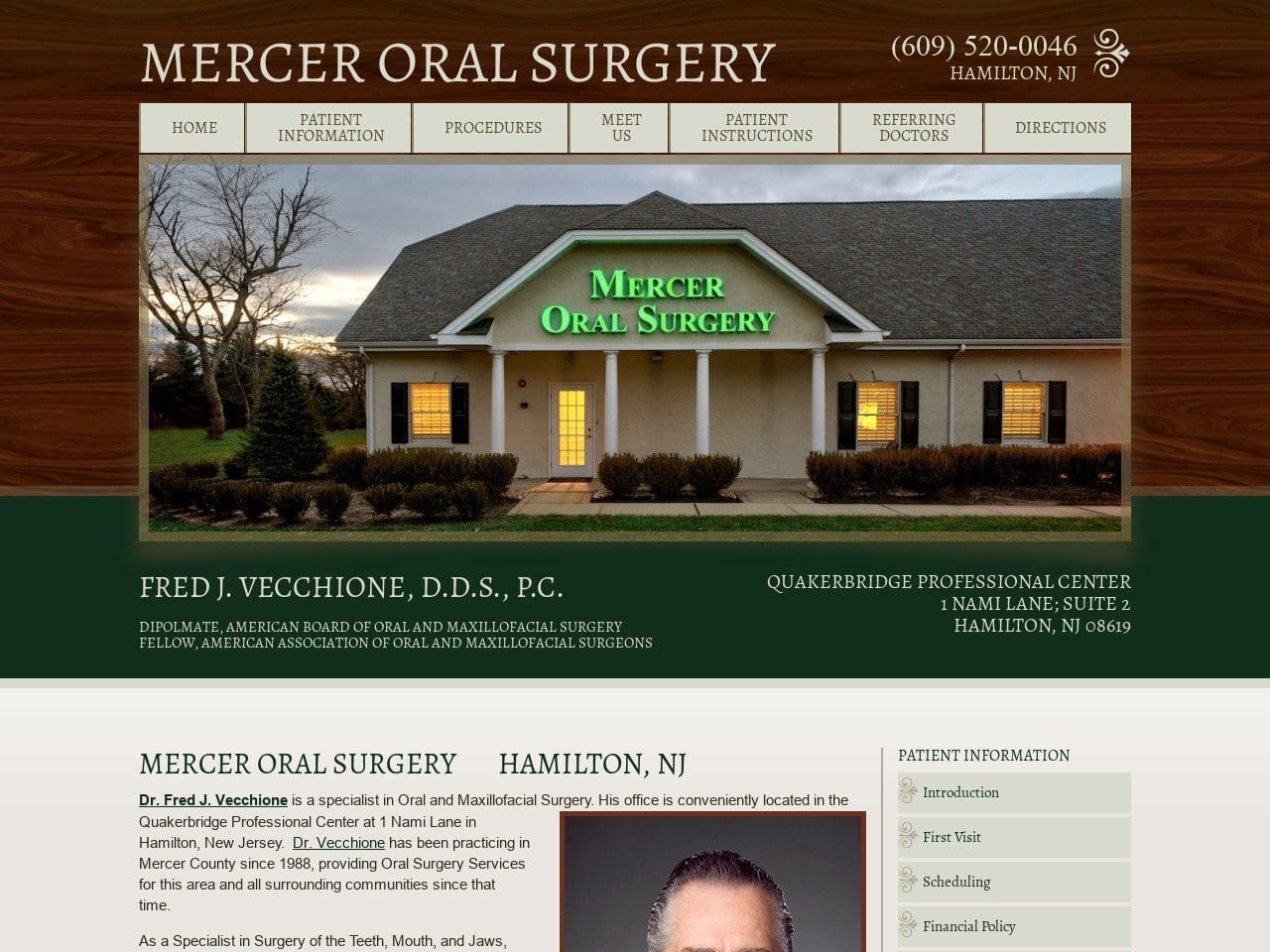 Mercer Oral Surgery Website Screenshot from merceroralsurgery.com