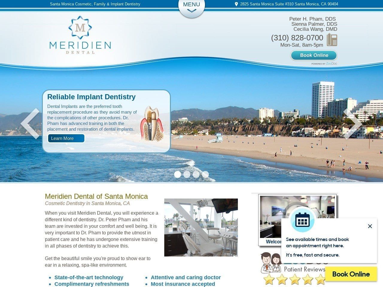 Dr. Peter Pham DDS Website Screenshot from meridiendental.com