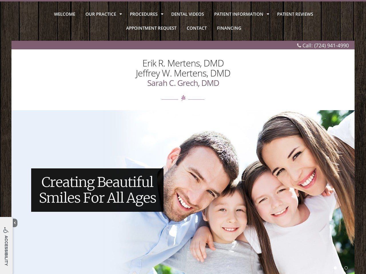 Mertens Dental Associates Website Screenshot from mertensdental.com