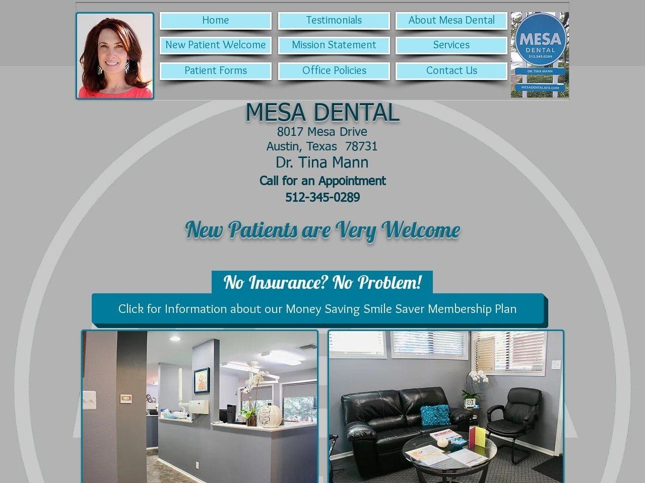 Mesa Dental Website Screenshot from mesadentalatx.com