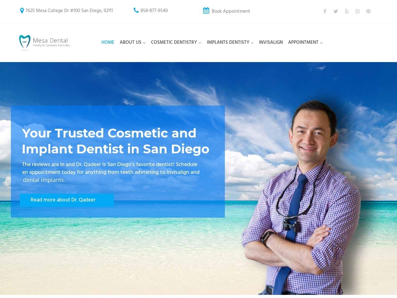 Mesa Dental Website Screenshot from mesadentalsd.com