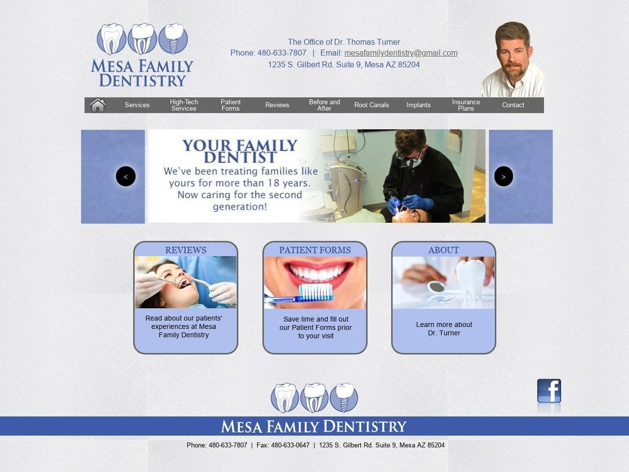 Mesa Family Dentist Website Screenshot from mesafamilydentistryaz.com