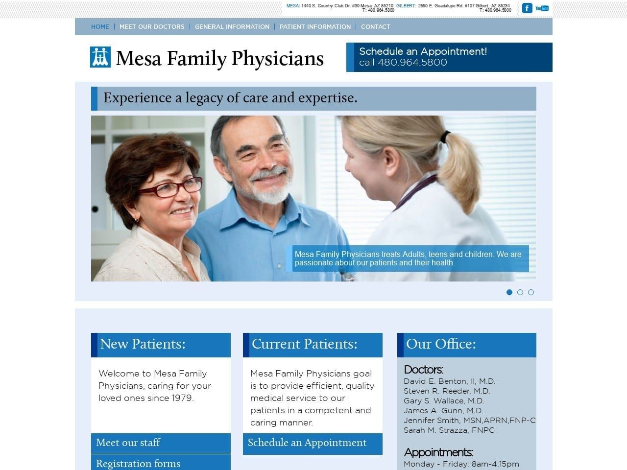 Mesa Family Physicians Website Screenshot from mesafp.com