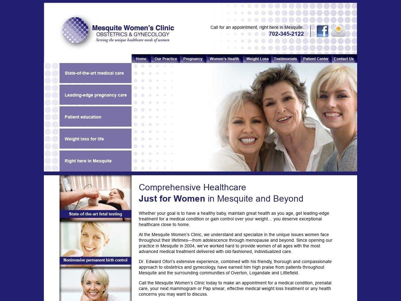 Mesquite Womens Clinic Website Screenshot from mesquiteobgyn.com