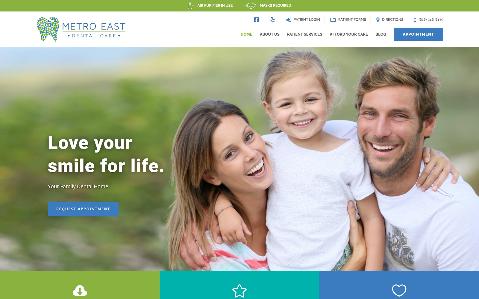 metroeastdentalcare.com screenshot