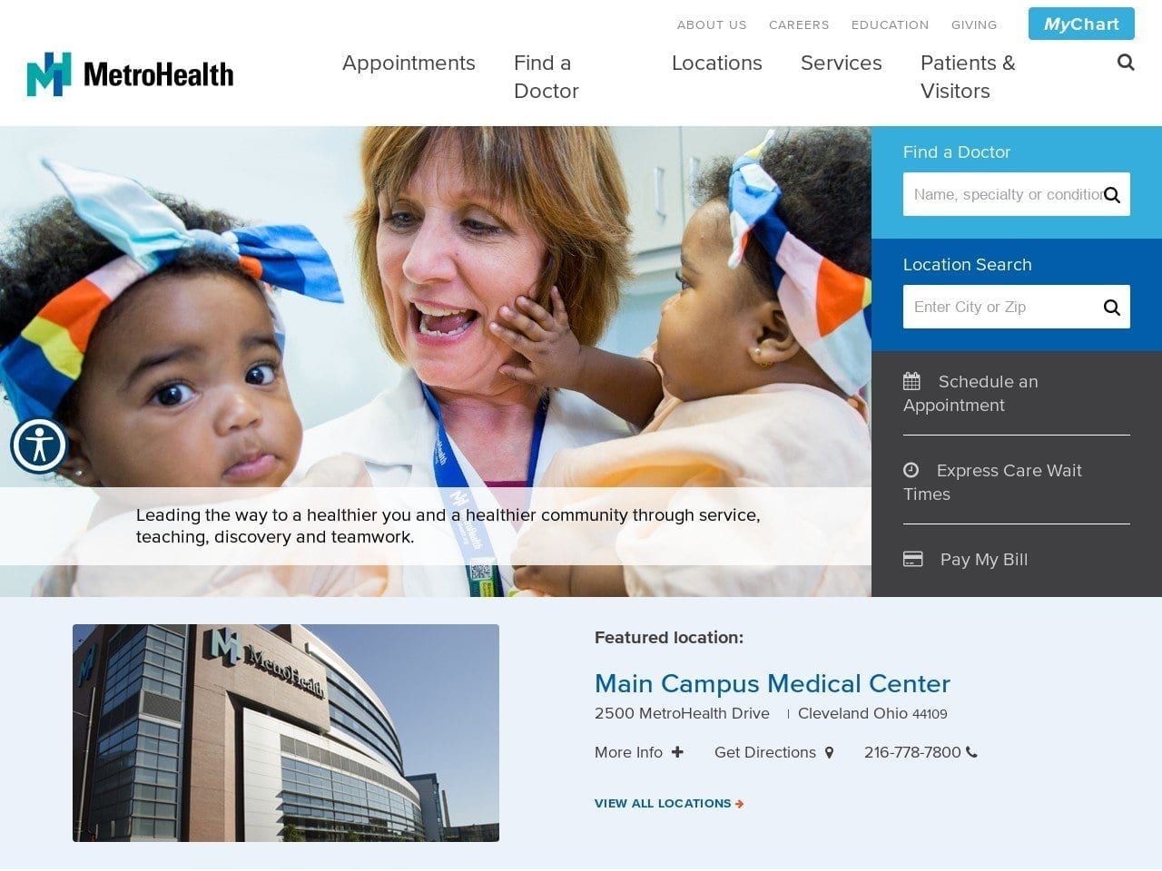 Metro Health Medical Center Website Screenshot from metrohealth.org