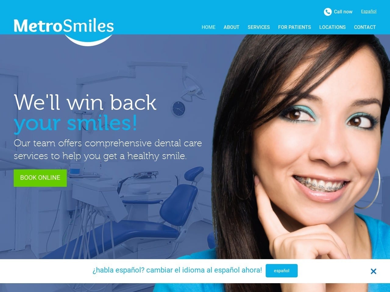 Metro Smiles Website Screenshot from metrosmilesdental.com