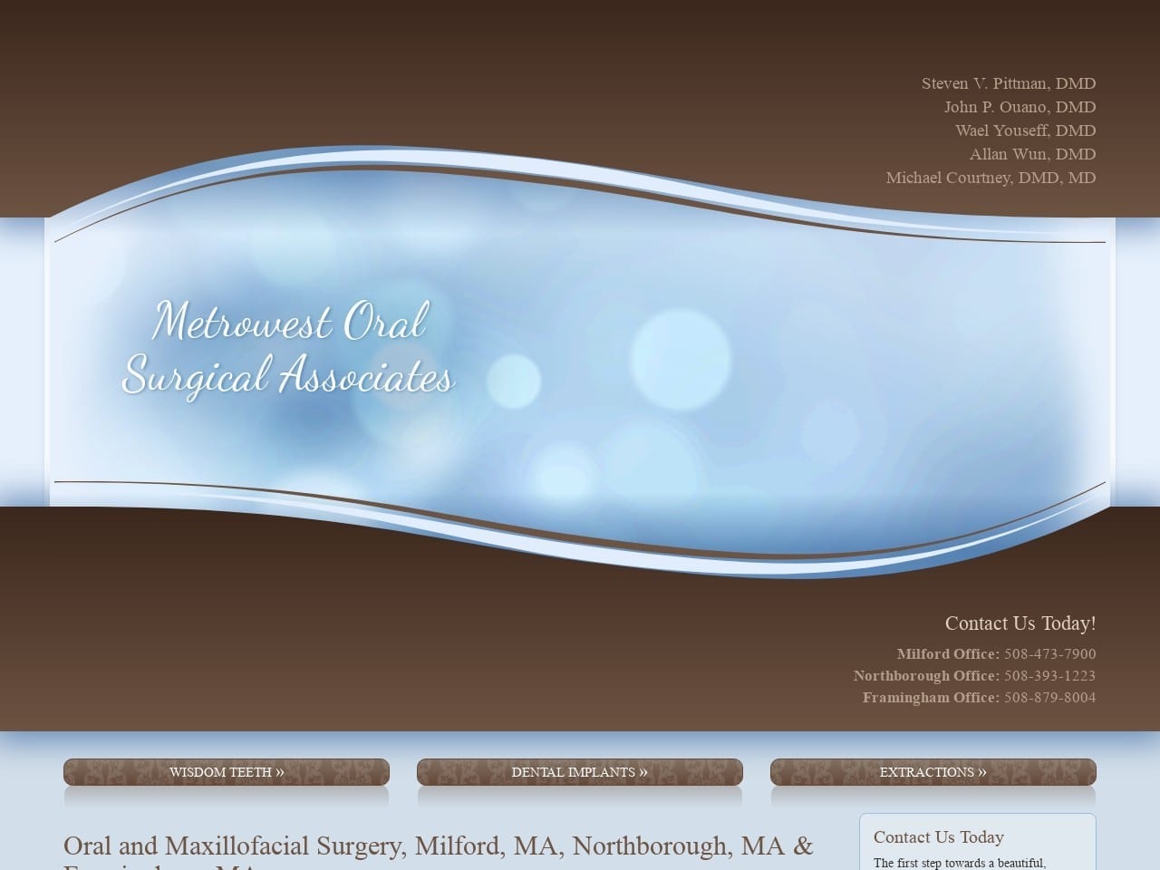 Metrowest Oral Surgical Associates Website Screenshot from metrowestoralsurgical.com