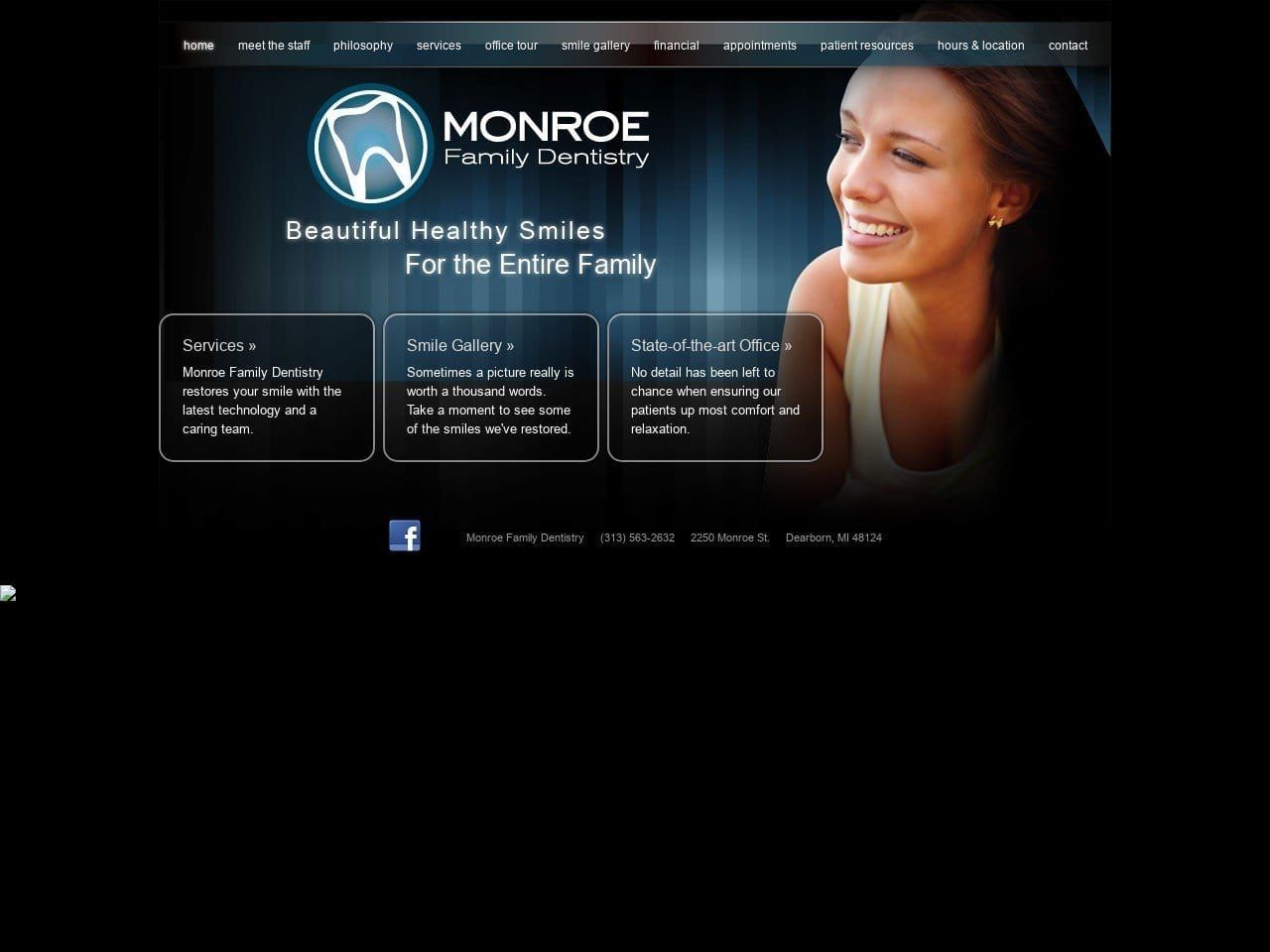 Monroe Family Dentist Website Screenshot from mfddearborn.com