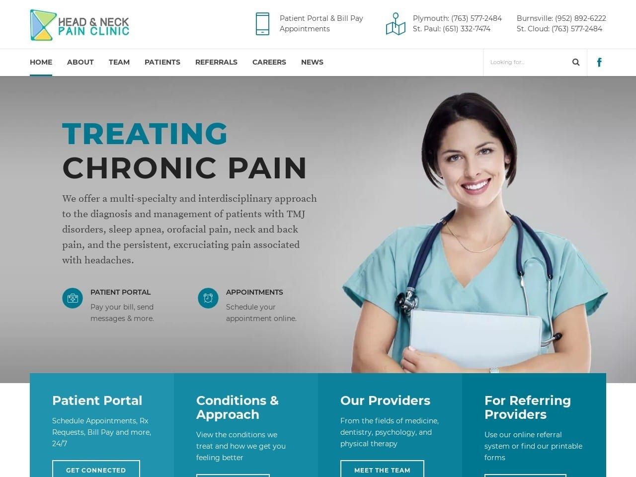 Minnesota Head And Neck Pain Clinic Website Screenshot from mhnpc.com