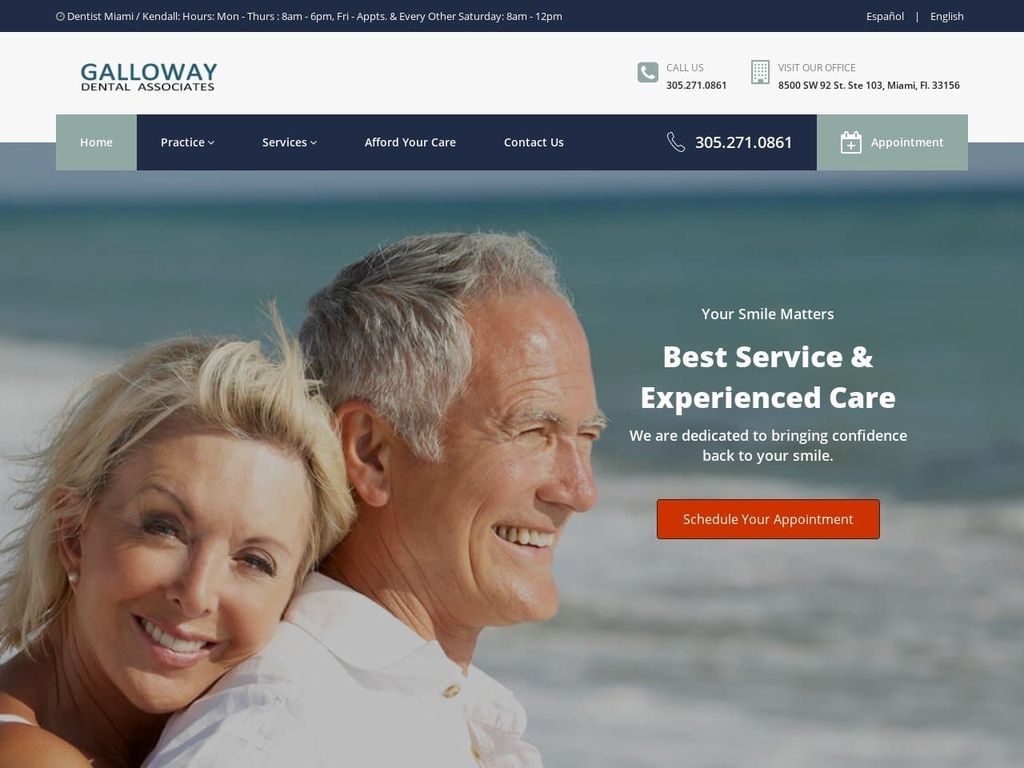 Galloway Dental Associates Website Screenshot from miamismiles.com