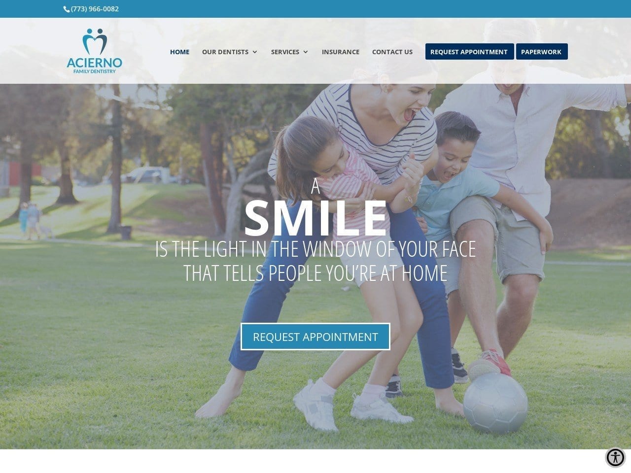 Acierno Family Dentist Website Screenshot from michaelaciernodds.com