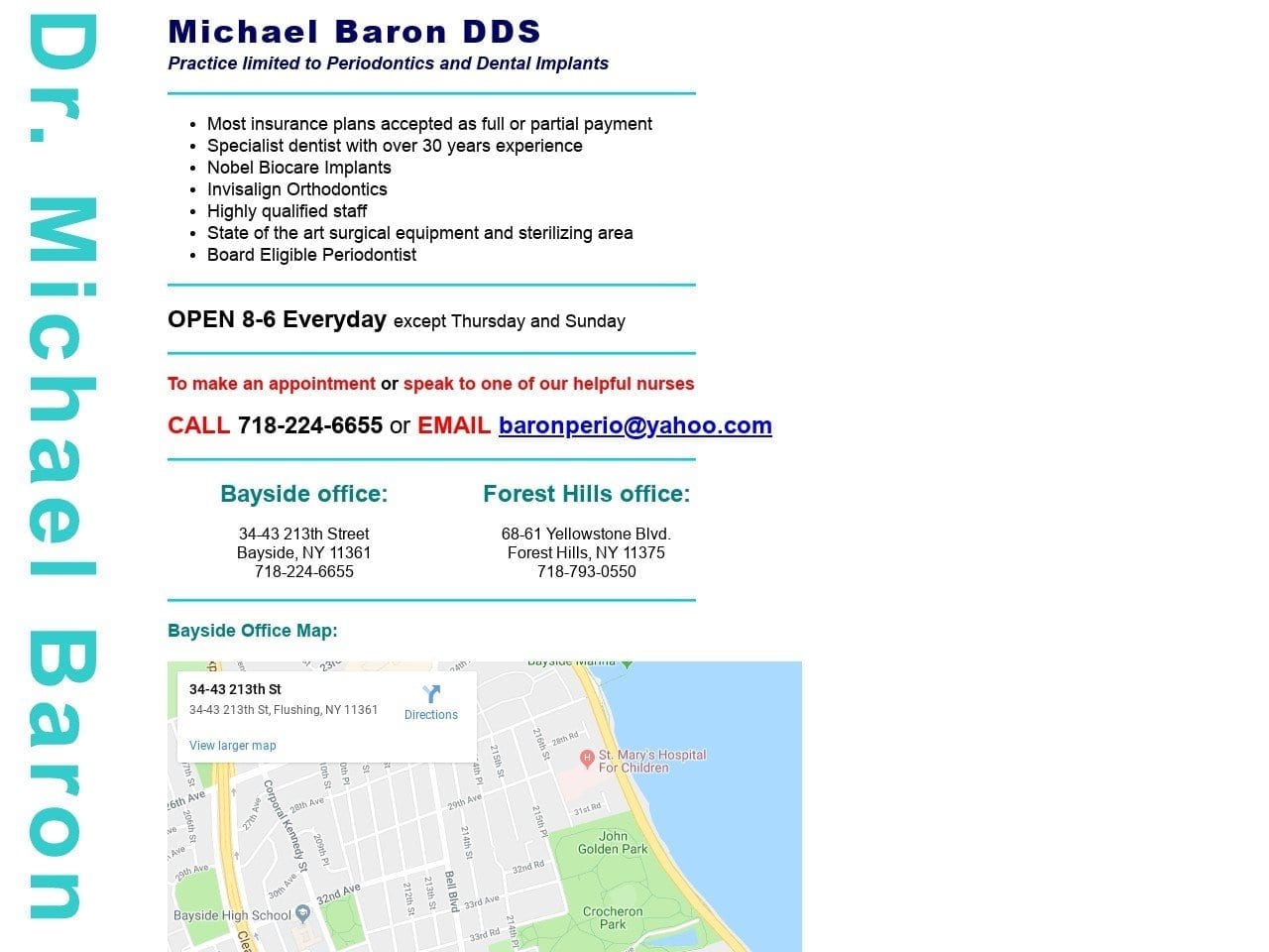 Michael Baron DDS Website Screenshot from michaelbarondds.com