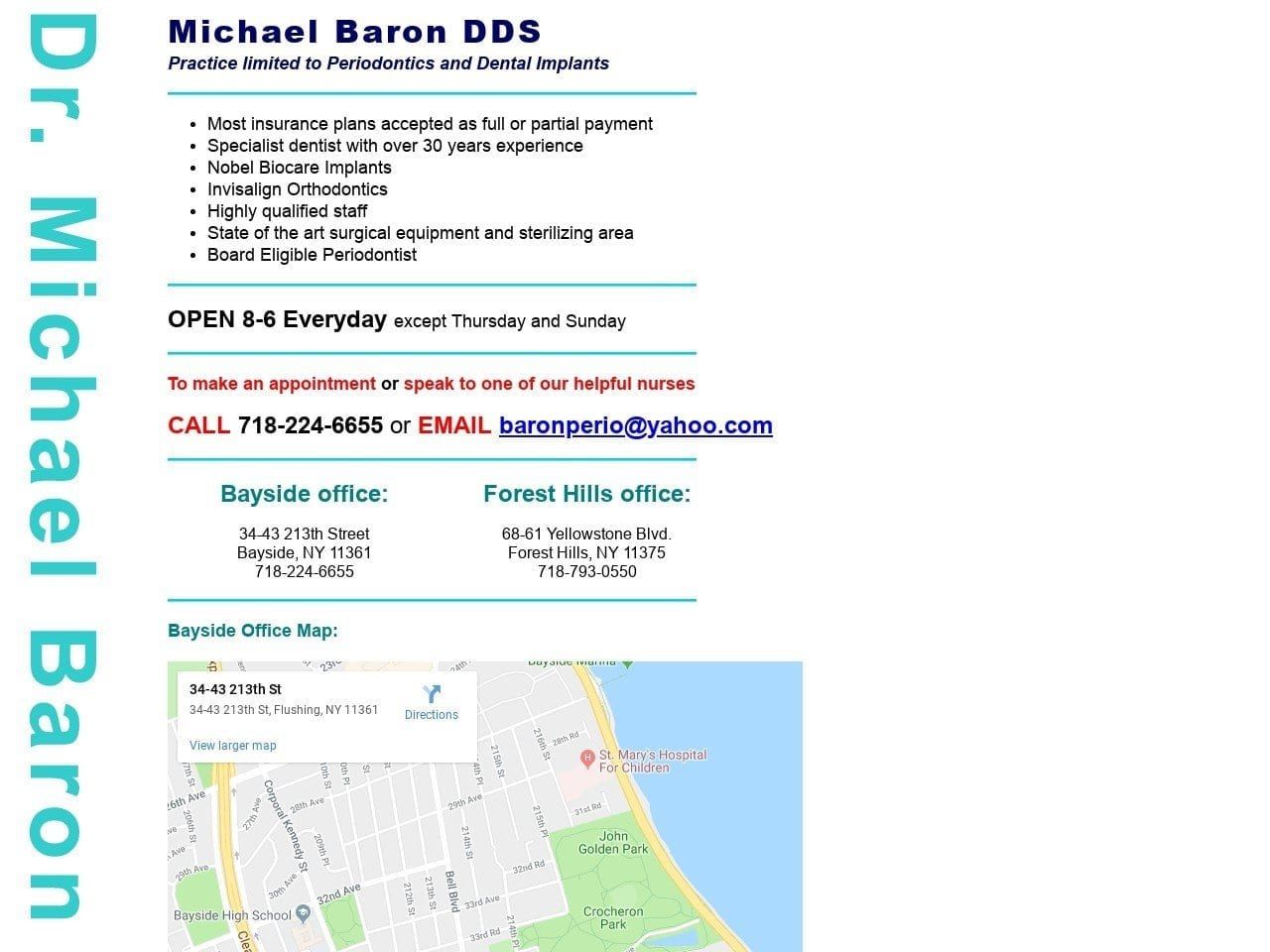 Michael Baron DDS Website Screenshot from michaelbarondds.com