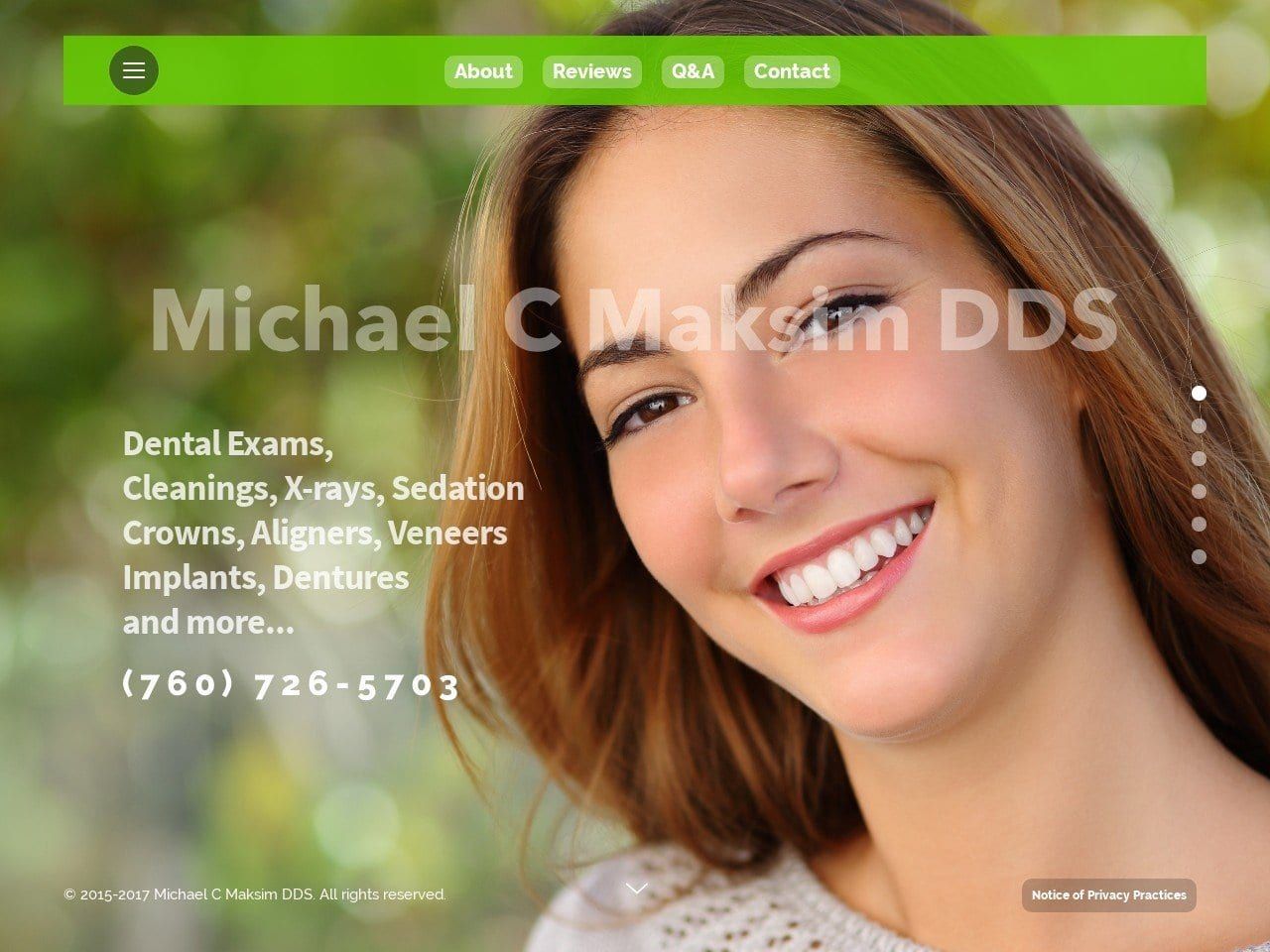 Michael C. Maksim DDS Website Screenshot from michaelmaksimdds.com