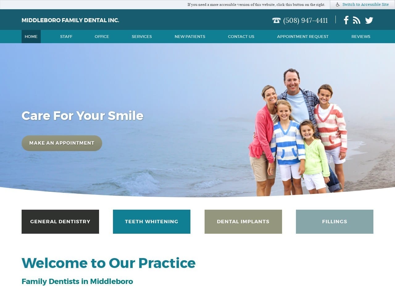 Middleboro Family Dental Website Screenshot from middleborofamilydental.com