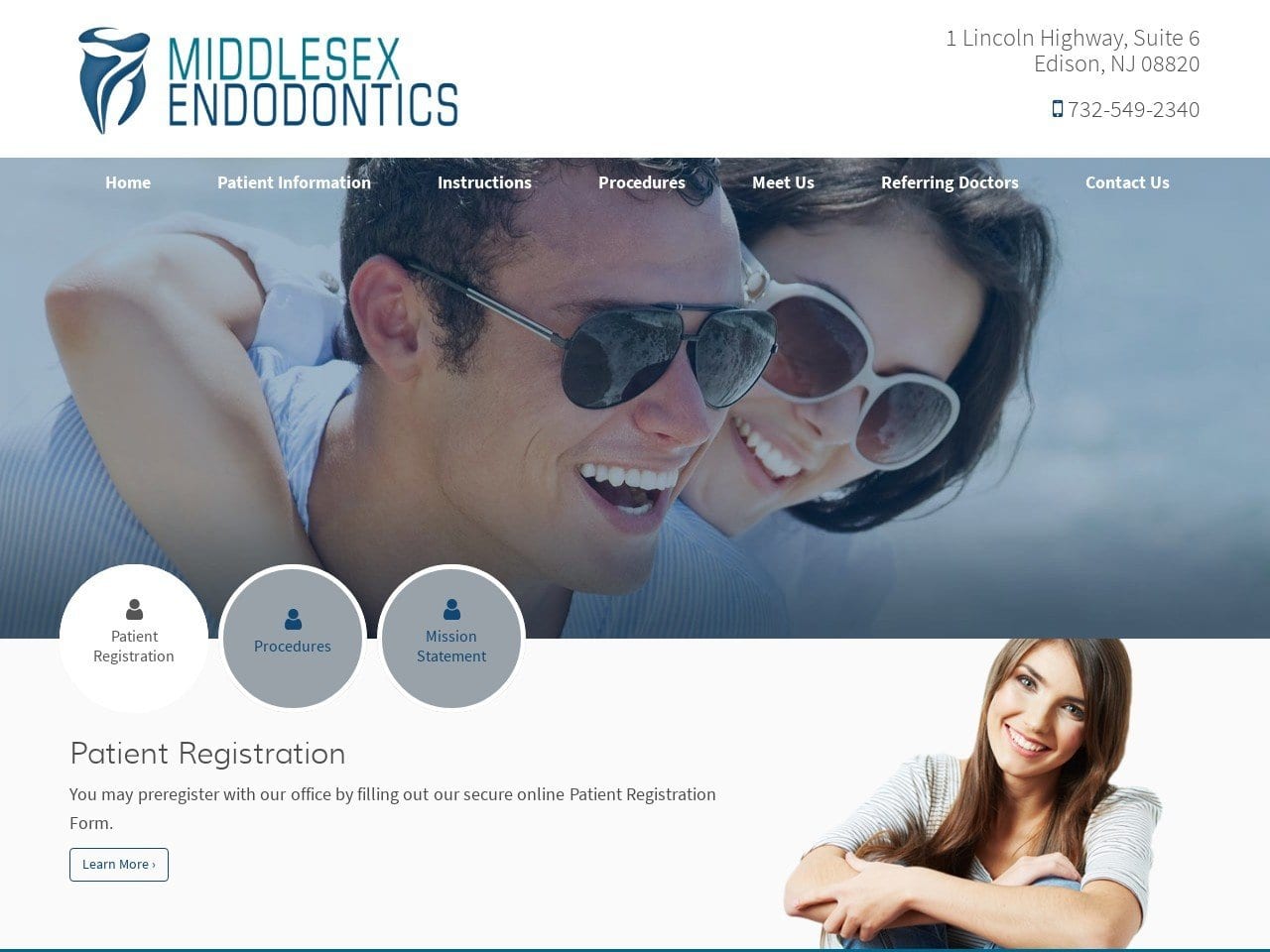 Middlesex Endodontics Website Screenshot from middlesexendonj.com