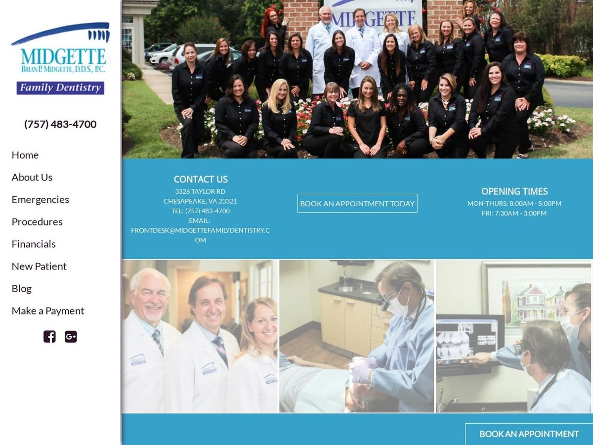 Midgette Family Dentistry Website Screenshot from midgettefamilydentistry.com