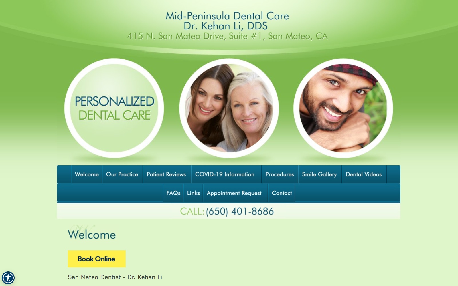 midpeninsuladentalcare.com screenshot