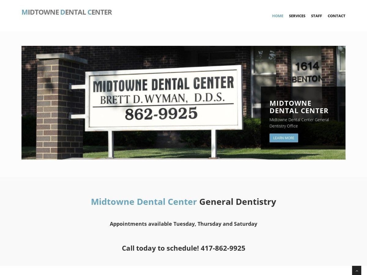Midtowne Dental Center Wyman Brett DDS Website Screenshot from midtowne-dental.com