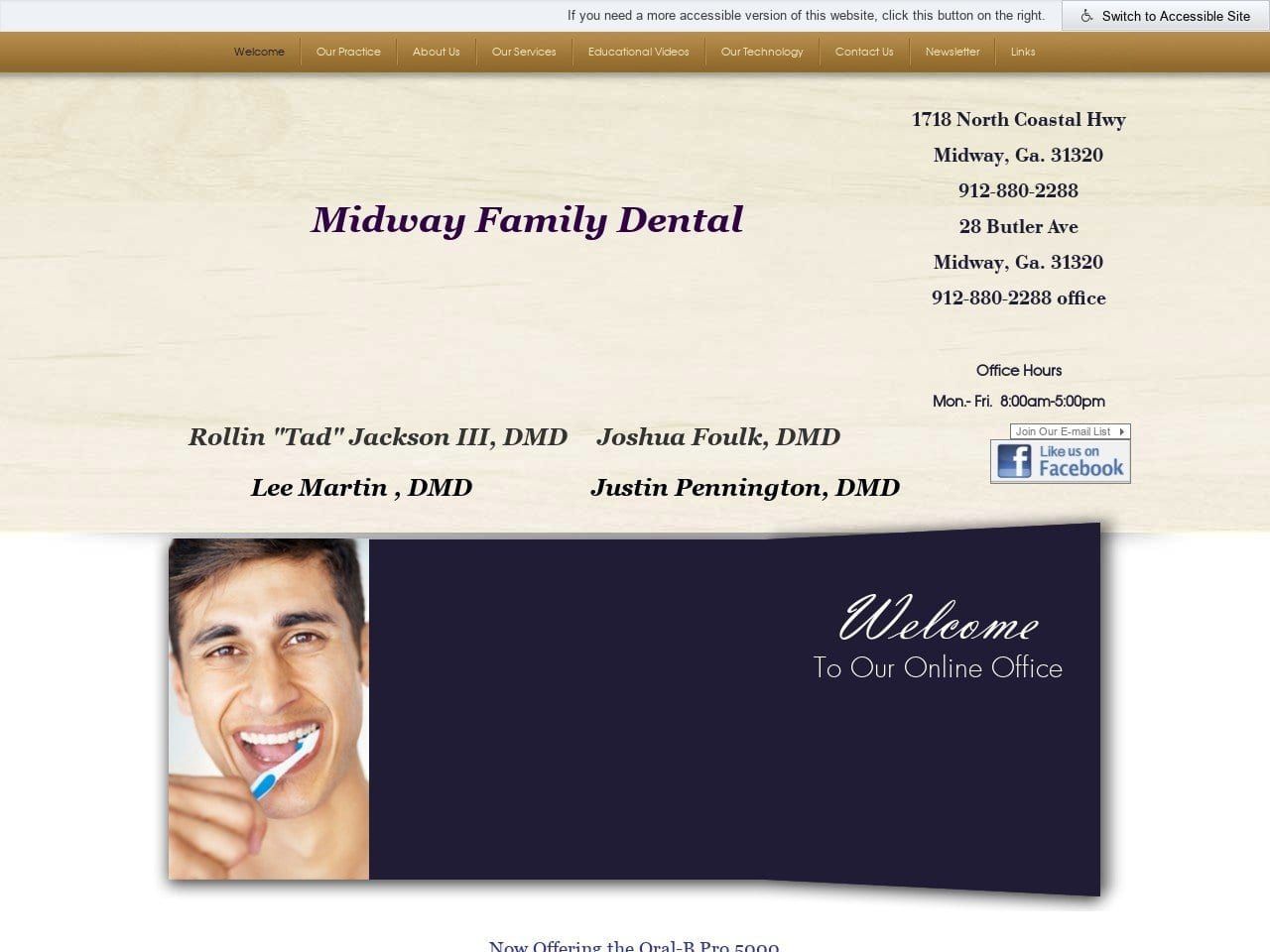 Midway Dentist Website Screenshot from midwaydentist.com