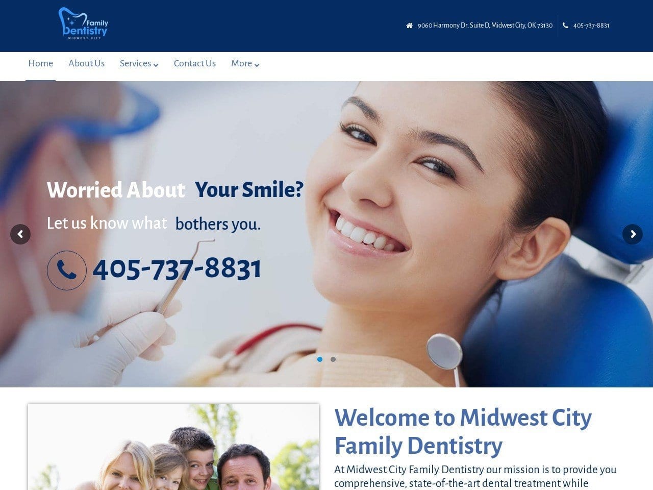 Midwest City Family Dentistry Website Screenshot from midwestcityfamilydentistry.com