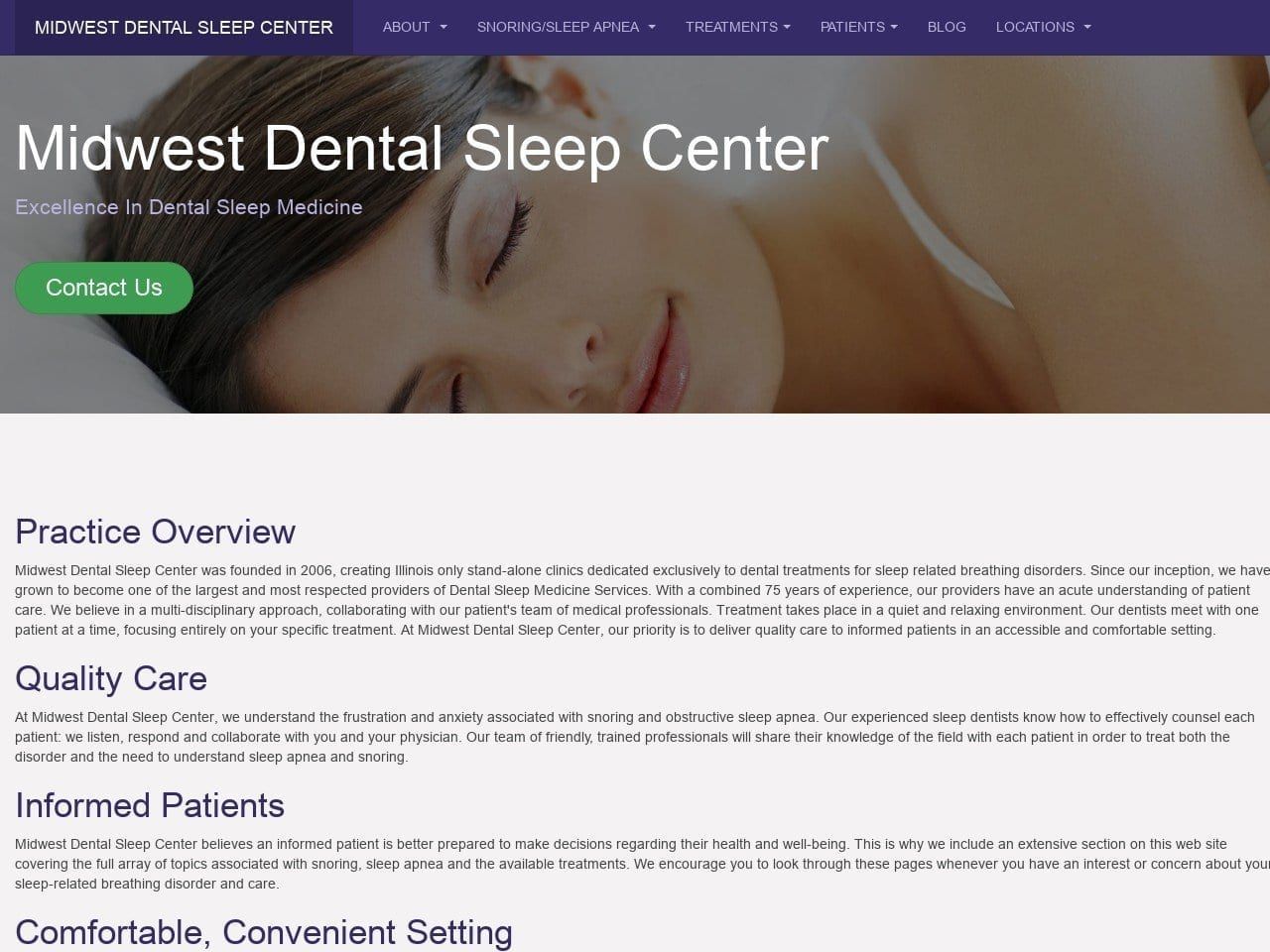 Midwest Dental Sleep Center Website Screenshot from midwestdentalsleepcenter.com