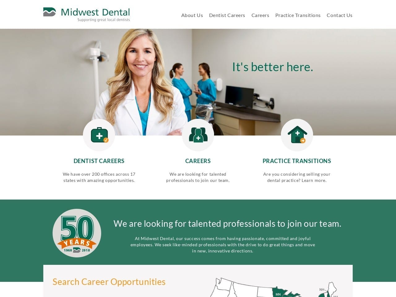 Midwest Dental Support Center Website Screenshot from midwestdentalsupport.com